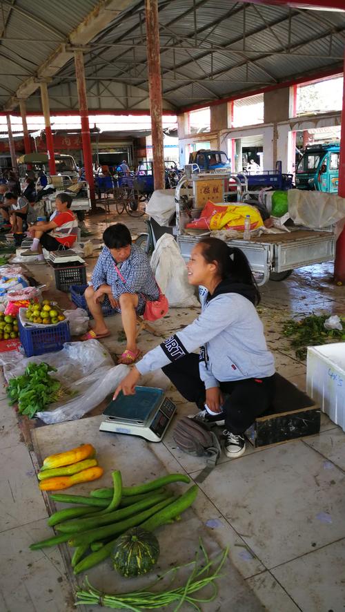 农村女孩子摆摊卖蔬菜图片